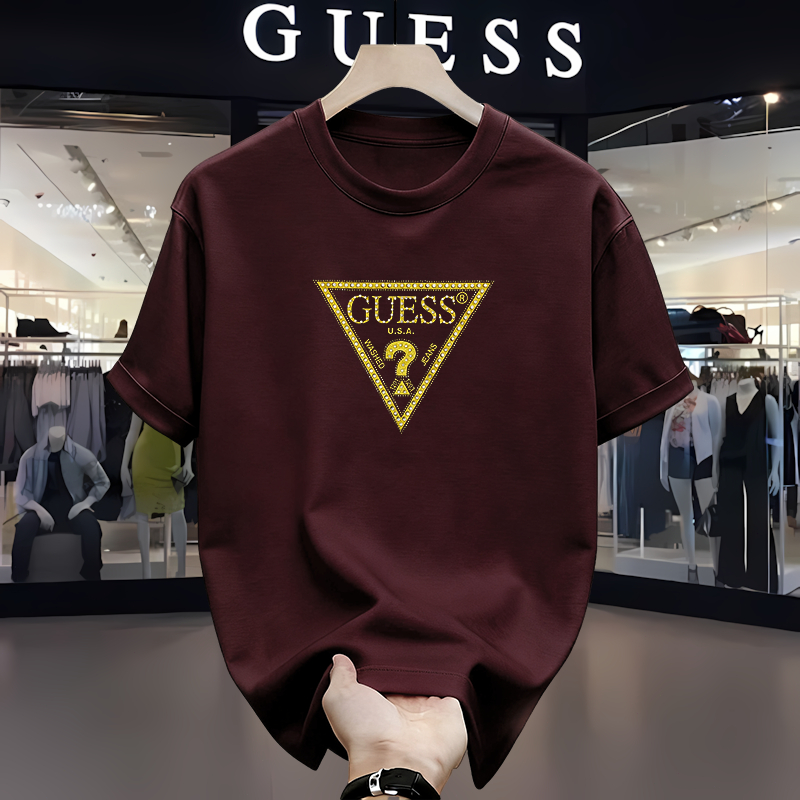 GUESS Kaos Pria Wanita Katun 24S Premium Oversize Tshirt Guess Original Style Casual Streetwear Leng