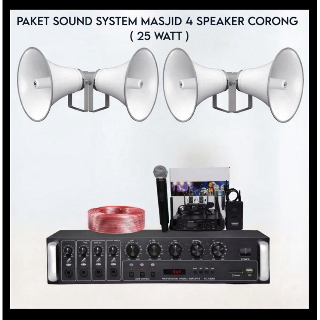 Paket Sound System Toa Masjid Mushola 4 Corong Toa 25 Watt ( SET 3 )