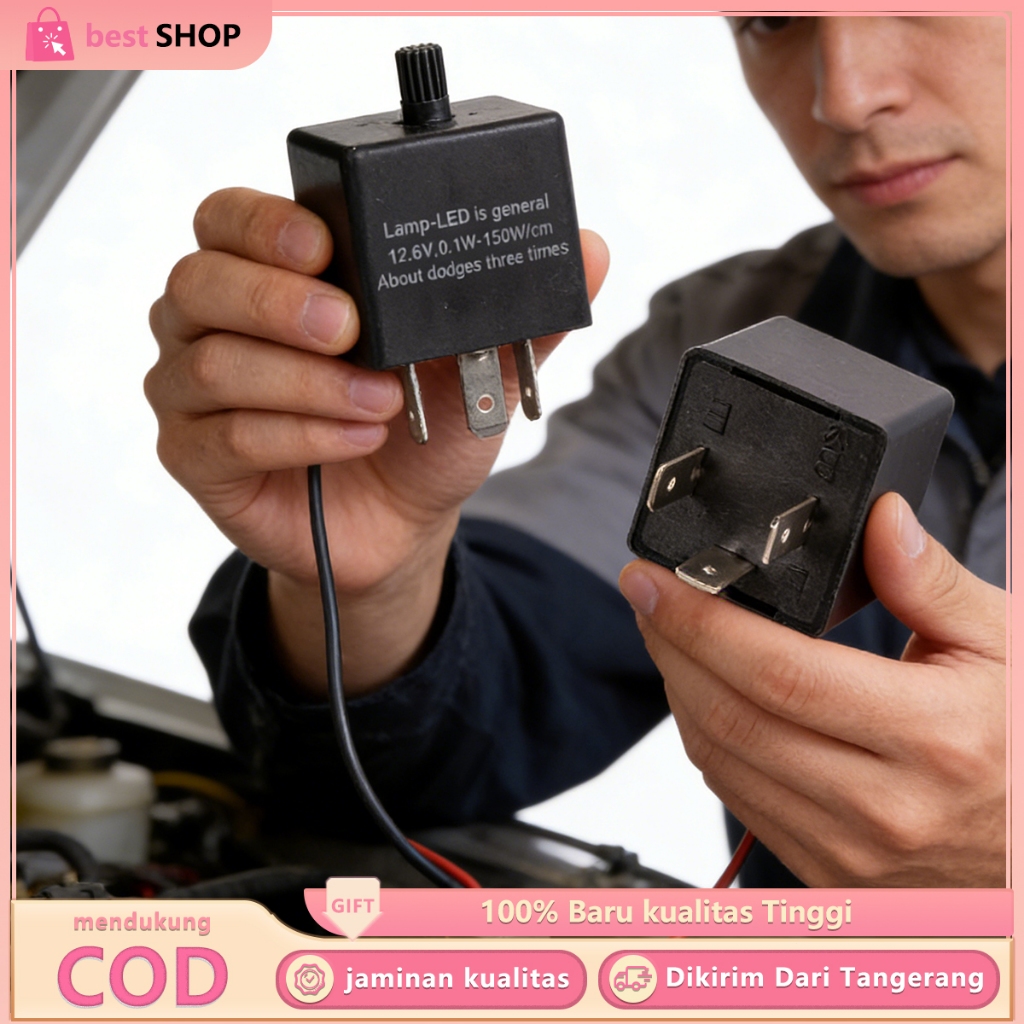Flasher Sein LED 12V 3 Kaki Relay Flasher Mobil Reting Otomatis Adjustable Stel Kedip Cepat