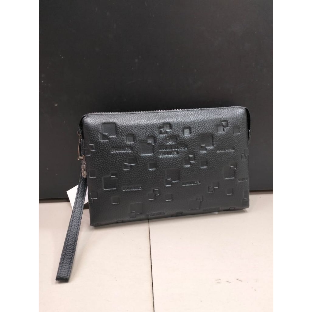 handbag Clutch bag pria zipper lock BB1803 tas tangan pouch kulit import
