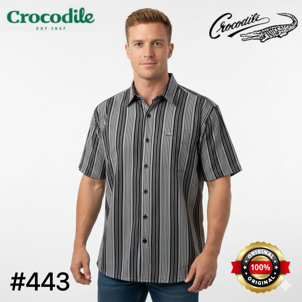 ( LUXOYEZ ) 443 BAJU CROCODILE BRANDED BISA COD PRIA KEMEJA ATASAN BAHAN KATUN MEDAN KERAH MEN UNTUK