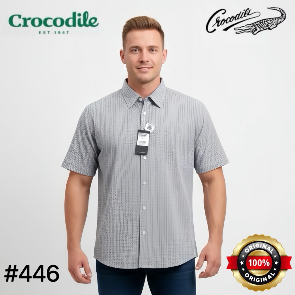 ( LUXOYEZ ) 446 BAJU CROCODILE BRANDED BISA COD PRIA KEMEJA ATASAN BAHAN KATUN MEDAN KERAH MEN UNTUK