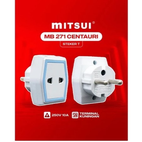 STEKER T MITSUI ASLI CENTAURI MB271 STOP KONTAK COLOKAN 3 LUBANG CABANG STOP KONTAK T MULTI SNI