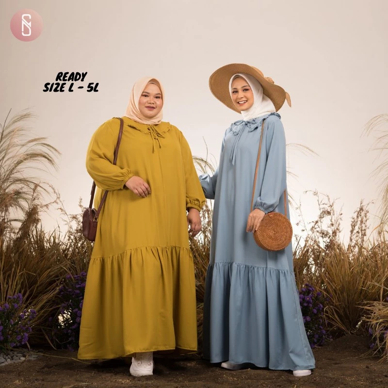 Myshawl Adiba Gamis Mosecrepe Big Size L–5XL | Dress Muslim Wanita Jumbo Adem