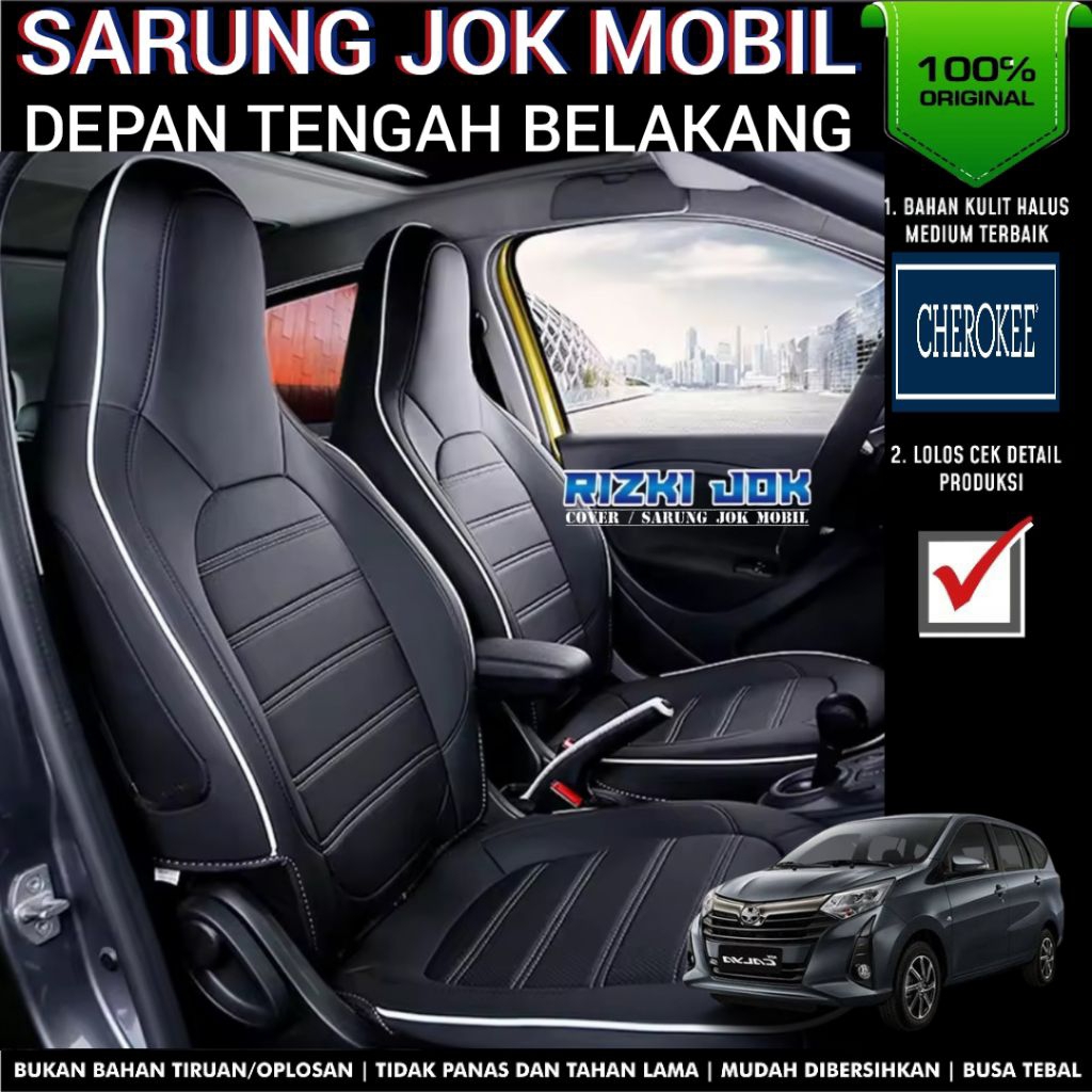 Cherokee original sarung jok mobil sigra calya full 3 baris depan tengah belakang