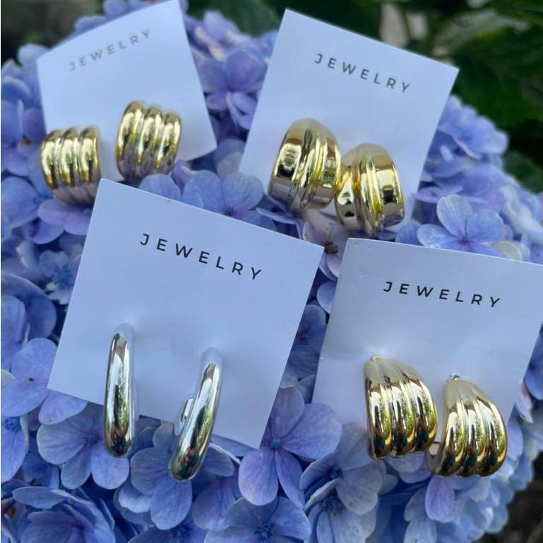 Anting hijab setengah bulat/ perhiasan anting sederhana