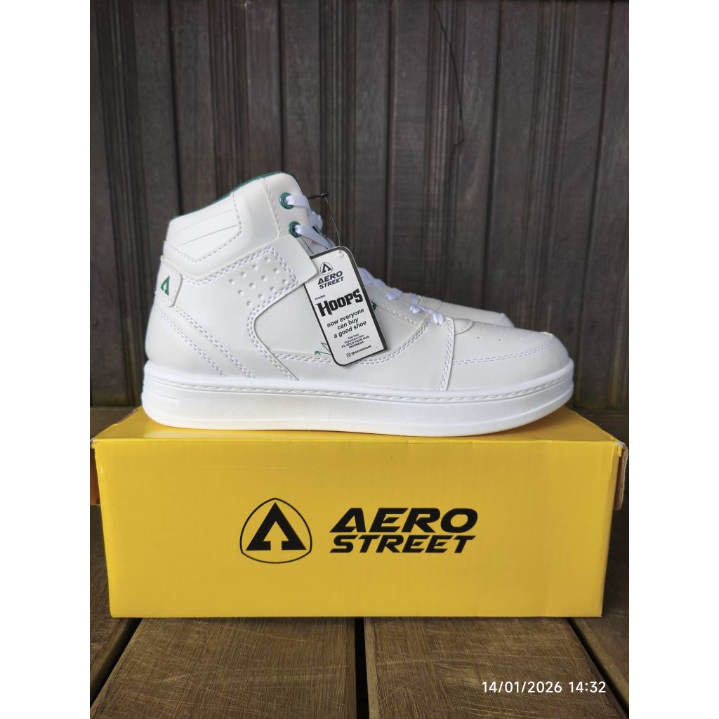 Aerostreet Hoops High 2.0 Putih Putih Hijau Tua