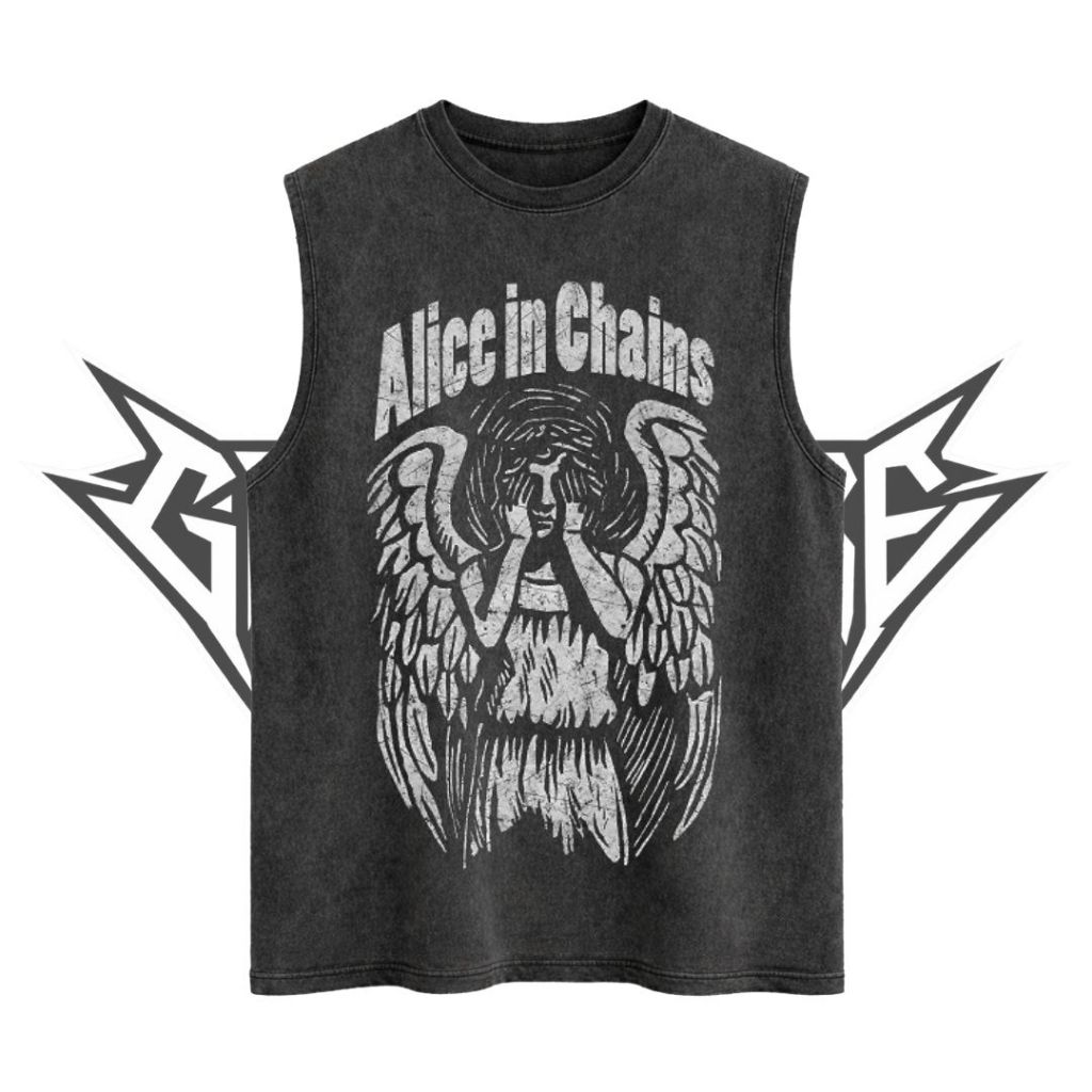 Glatosphere "Alice In Chains" Sleeveless Oversized T-Shirt | Stone Wash | Kaos Oversize | Vintage | 
