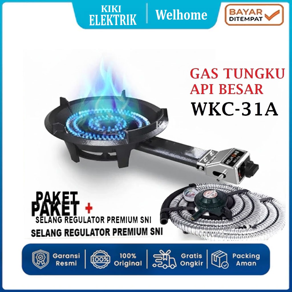 Welhome WKC 31A Kompor Komersial Welhome WKC 31A + Selang Regulator Gas SNI Kompor Mawar Kompor Cor 