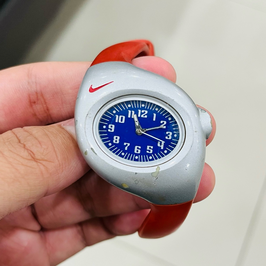 Jam Tangan Nike Triax Blue Dial Sport Watch Unisex Y2K Original Strap Merah Second