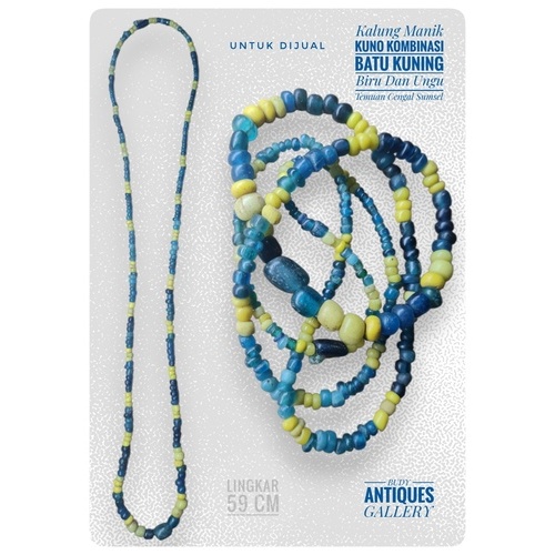 Kalung Manik Kuno Batu Kuning Biru Ungu Temuan Cengal Sumsel