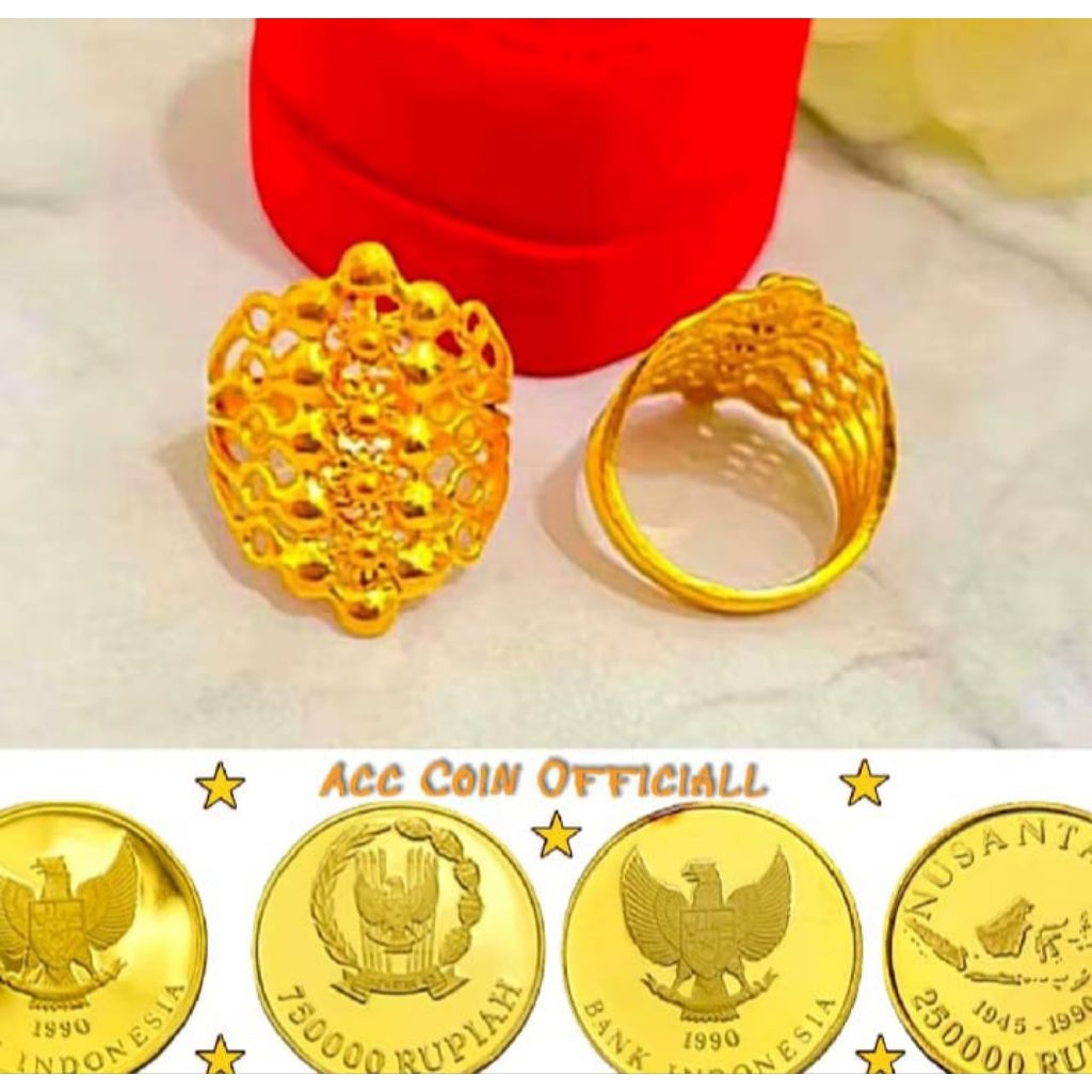 TERBUAT DARI BAHAN KOIN LOGAM ASLI 1991 CINCIN DUBAI LAPIS EMAS