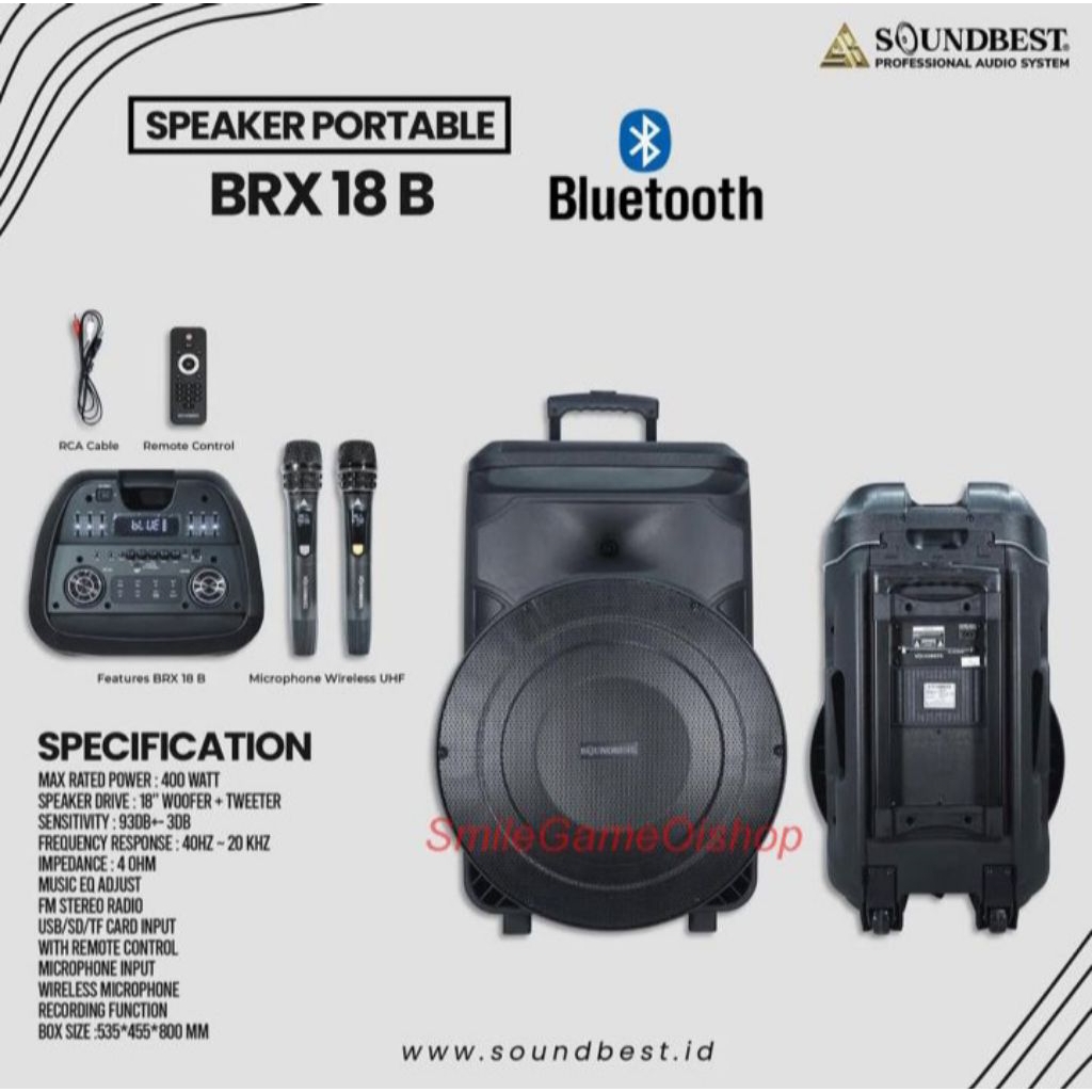 SPEAKER PORTABLE SOUNDBEST 18 inch SOUNBEST BRX 18 B
