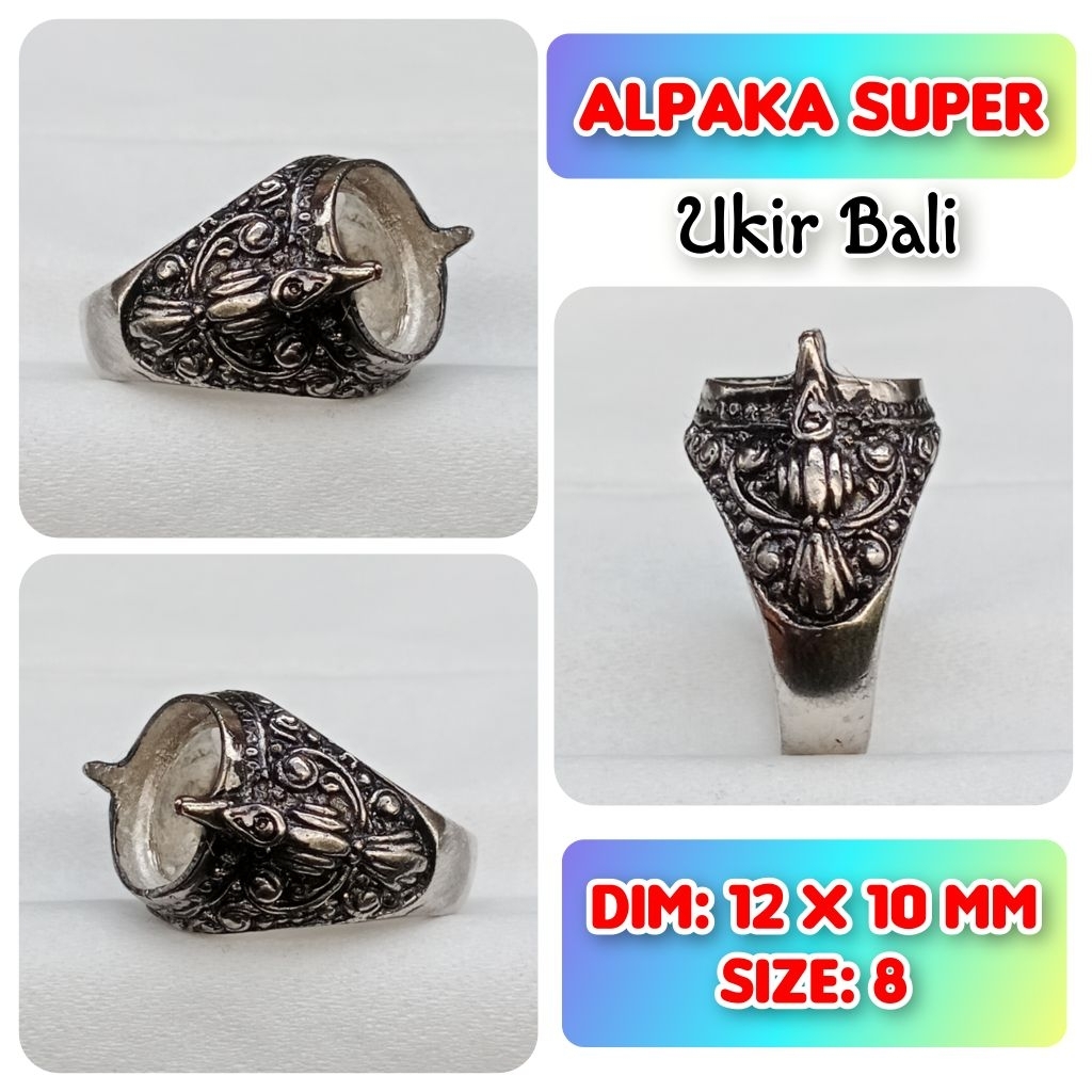 cincin emban batu akik batu permata alpaka super ukir Bali.75