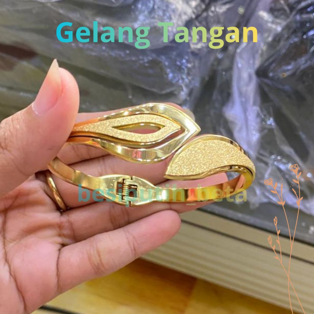 Gelang besi putih ambon sepuh kuning / besi putih asli