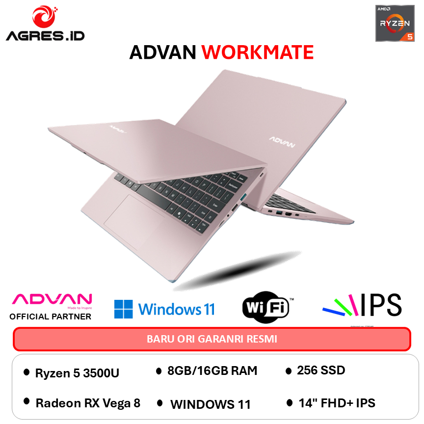 ADVAN WORKMATE RYZEN 5 3500 - 16GB 256GB WINDOWS11 14.0FHD+ IPS