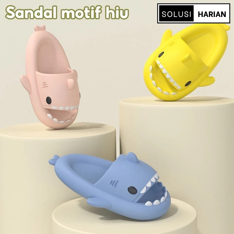 SolusiHarian Sandal Lucu Karakter / Sandal Hiu Anak dan Dewasa / Sandal Slop Wanita / Sendal Teplek 