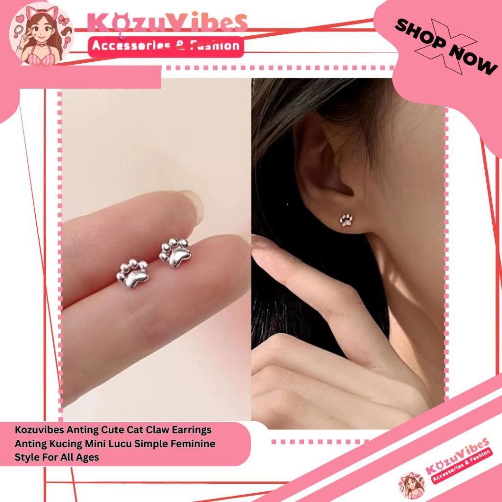 Kozuvibes Anting Cute Cat Claw Earrings Anting Kucing Mini Lucu Simple Feminine Style for All Ages