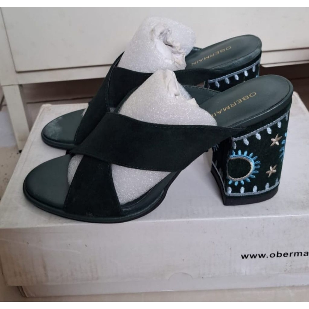 OBERMAIN Murphy Kimberly Cross Dark Green Wedges Obermain uk. 36