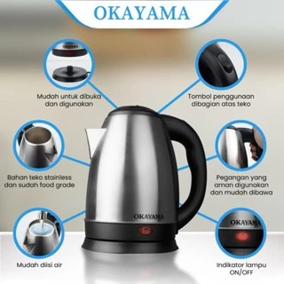 electric kettle teko ceret listrik 2L stainless pemanas air hotel