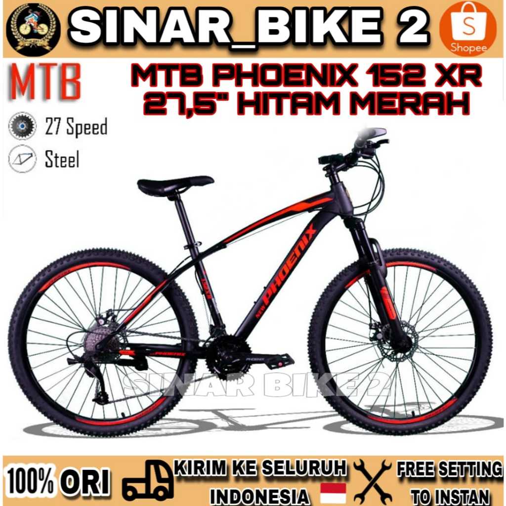 Sepeda Gunung MTB PHOENIX 152 XR Ukuran 27,5 Inch 27 Speed Rem Cakram