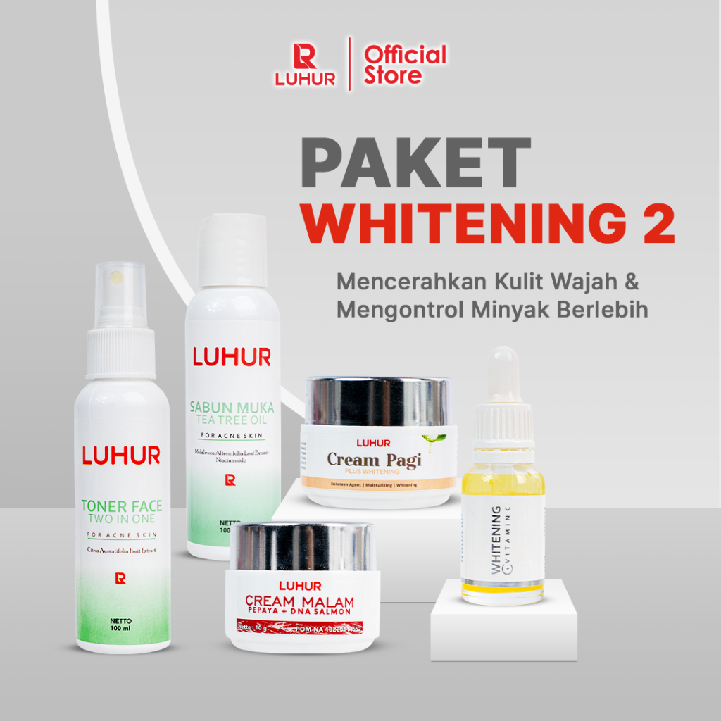 Paket Whitening 2 Luhur Skincare BPOM – Skincare Lengkap Membersihkan & Mencerahkan