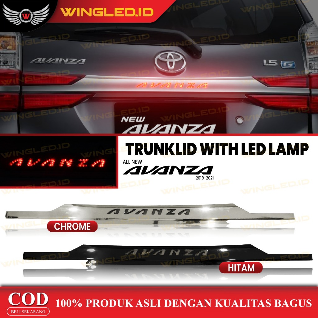 Trunk Lide Avanza 2019-2021 With Led Lamp Chrome / Hitam Aksesoris Mobil