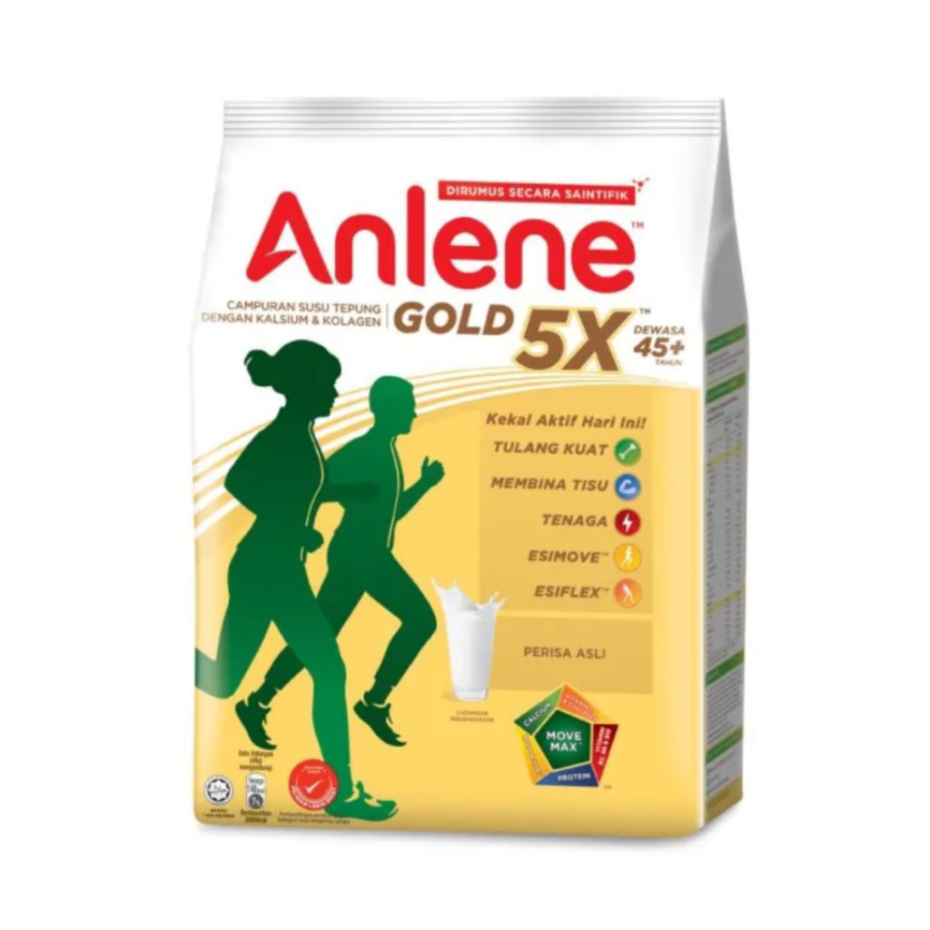 ANLENE Gold 5X Plain High Calcium High Protein Susu Bubuk Instan Malaysia (950g)