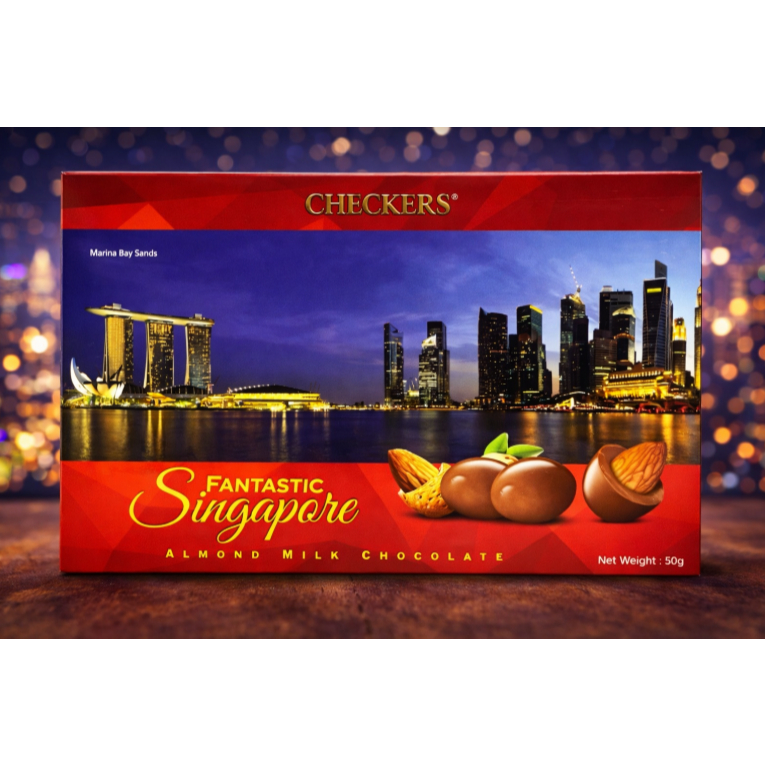 Singapore Checkers Almond Milk Chocolate 50gr Coklat Halal Premium Singapura