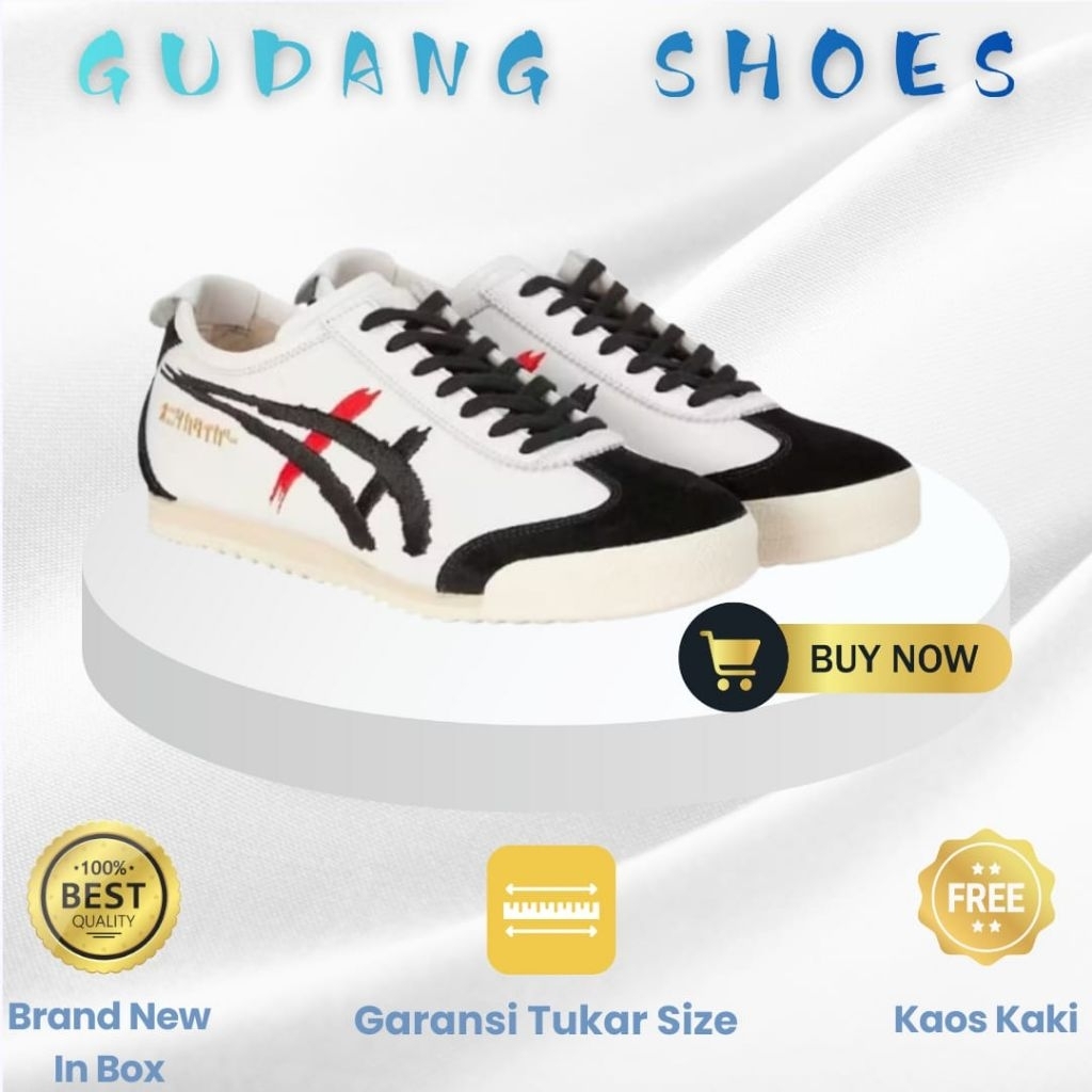 Sepatu Onitsuka Tiger Mexico 66 Deluxe Kabuki Black Red Sneakers Shoes