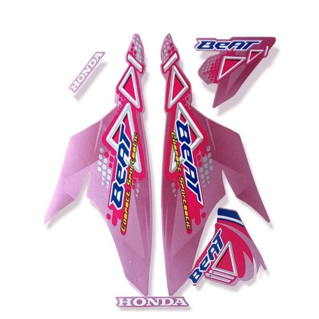 Stiker Striping Motor Honda Beat Karbu Tahun 2012 Warna Pink Full Set