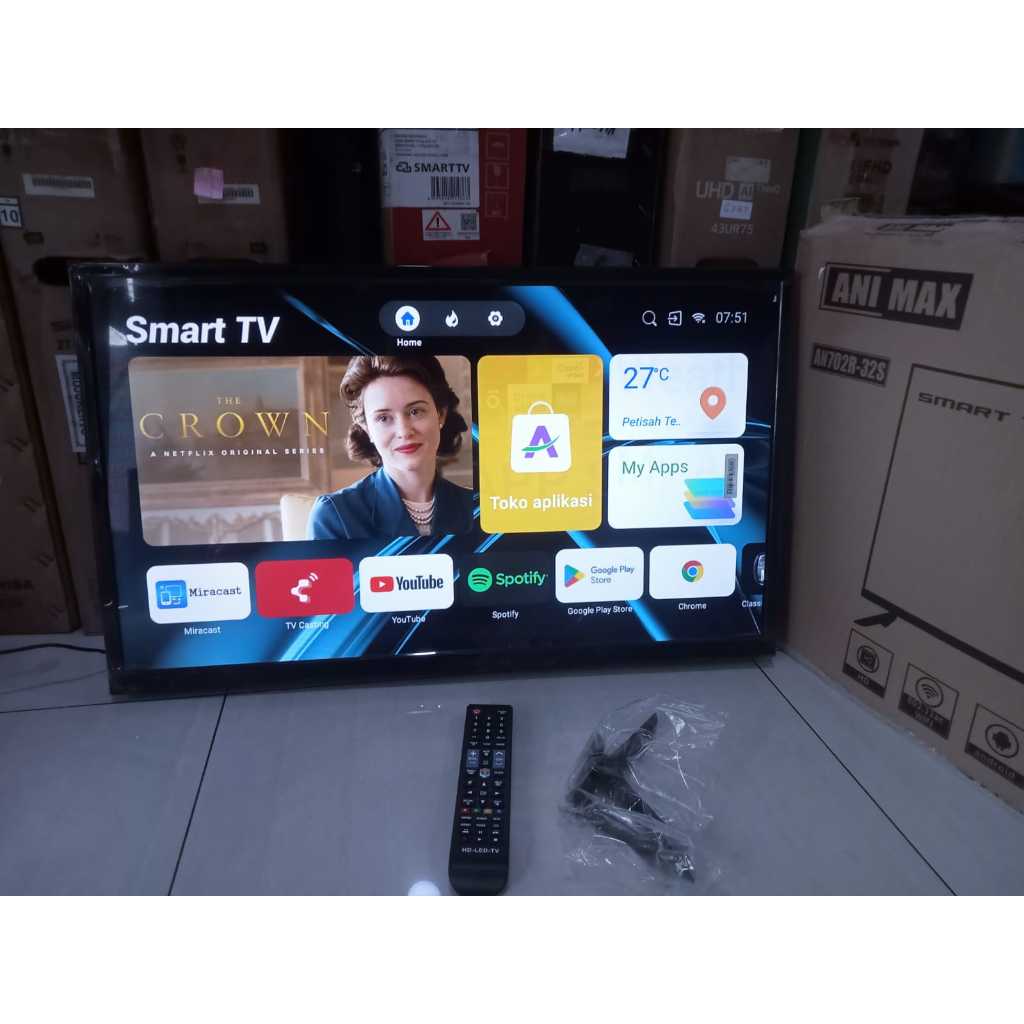 TV LED Animax 32 inci HD SMART TV YouTube Digital TV Kondisi bekas pemakaian 6827F