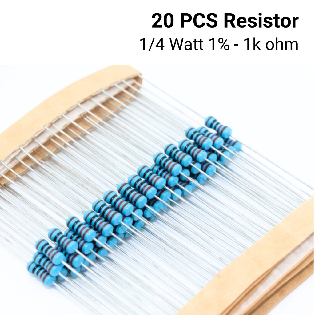 Resistor 1% 1/4 Watt 1k ohm 20 PCS