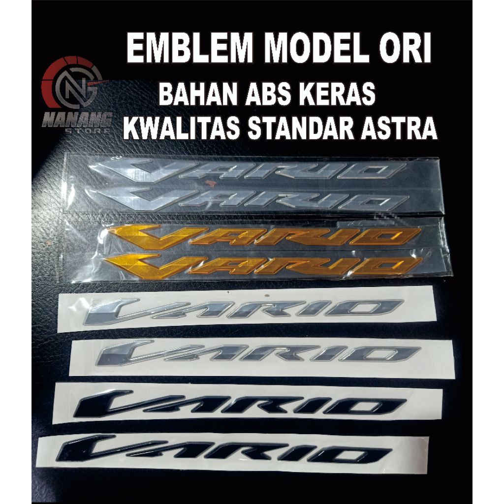 Emblem logo VARIO 125/150  3D timbul 1set (sepasang) kualitas original bahan ABS plastik