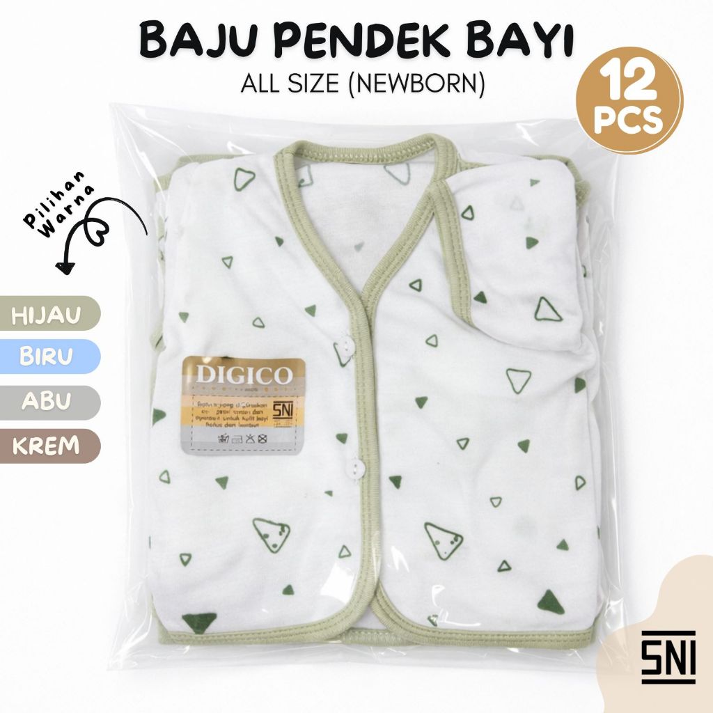 Baju Pendek Bayi 1 Lusin (12 Pcs) – SNI, Bahan Lembut