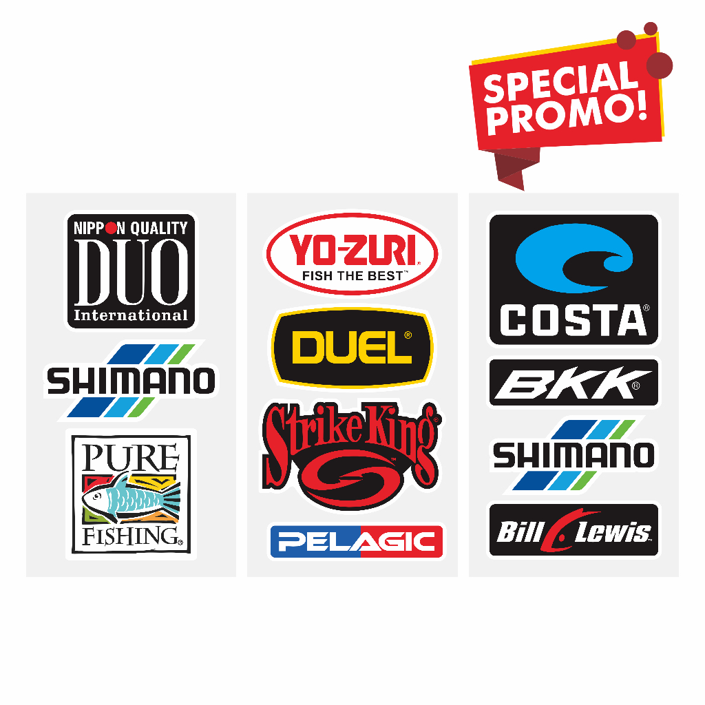 Stiker Cutting Pancing Logo Brand Terkenal Murah Anti Air untuk Tackle Box