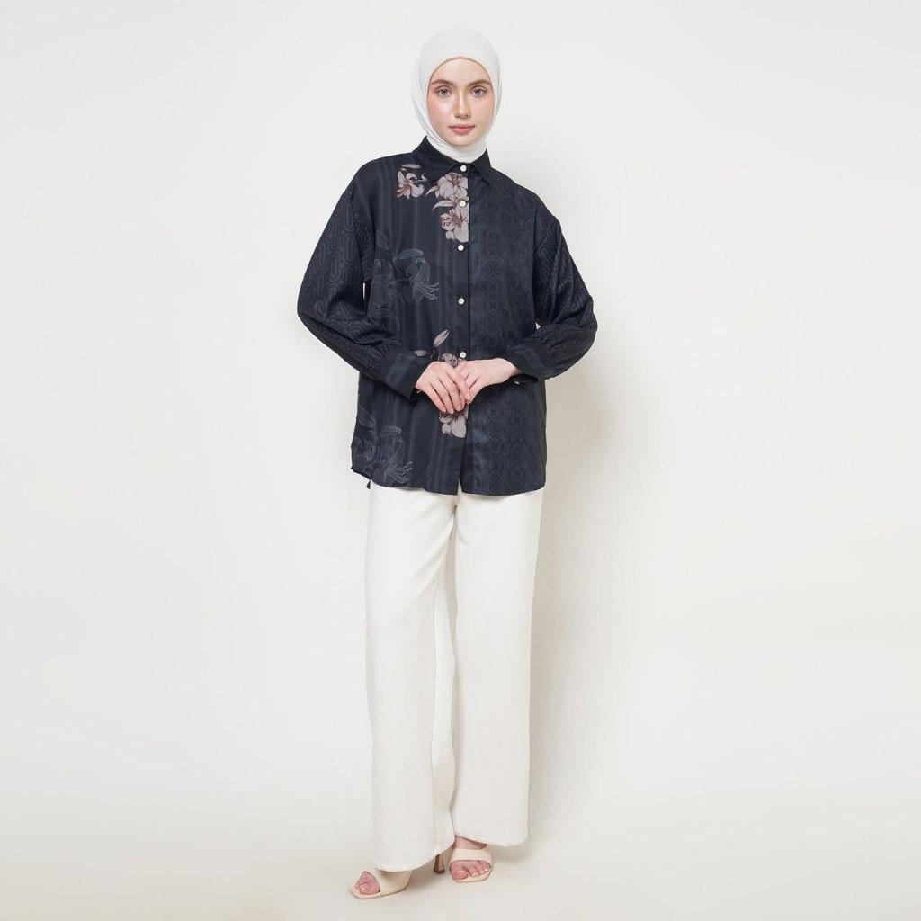 VIP - Terbaru Atasan Kemeja Printed Kemeja Wanita Lengan Panjang Kemeja13