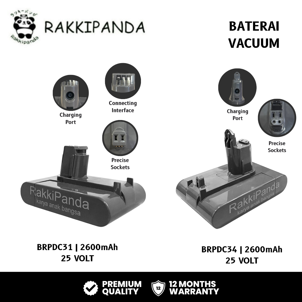 RakkiPanda - Baterai Vacuum Cleaner Dyson DC31 / DC34