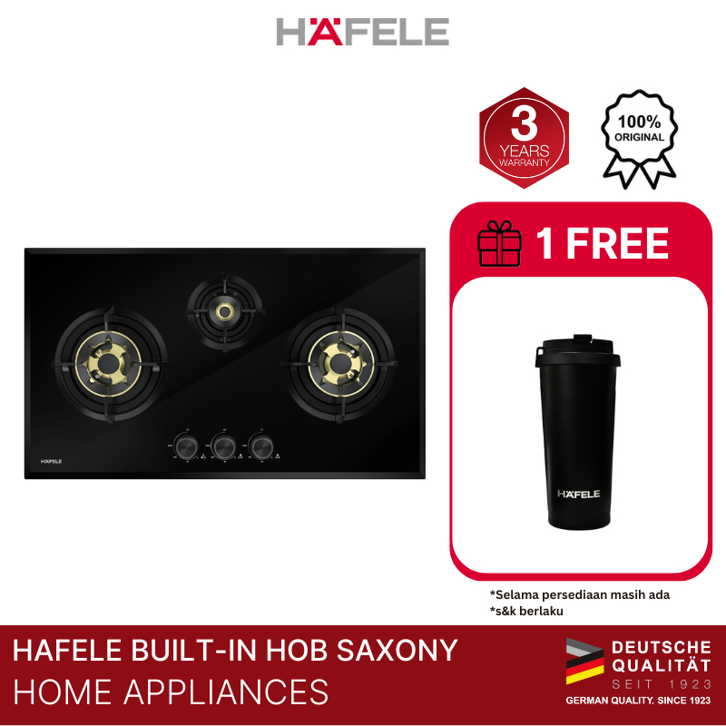 Hafele Saxony  Kompor Tanam Gas 3 Tungku - Built-in Gas Hob