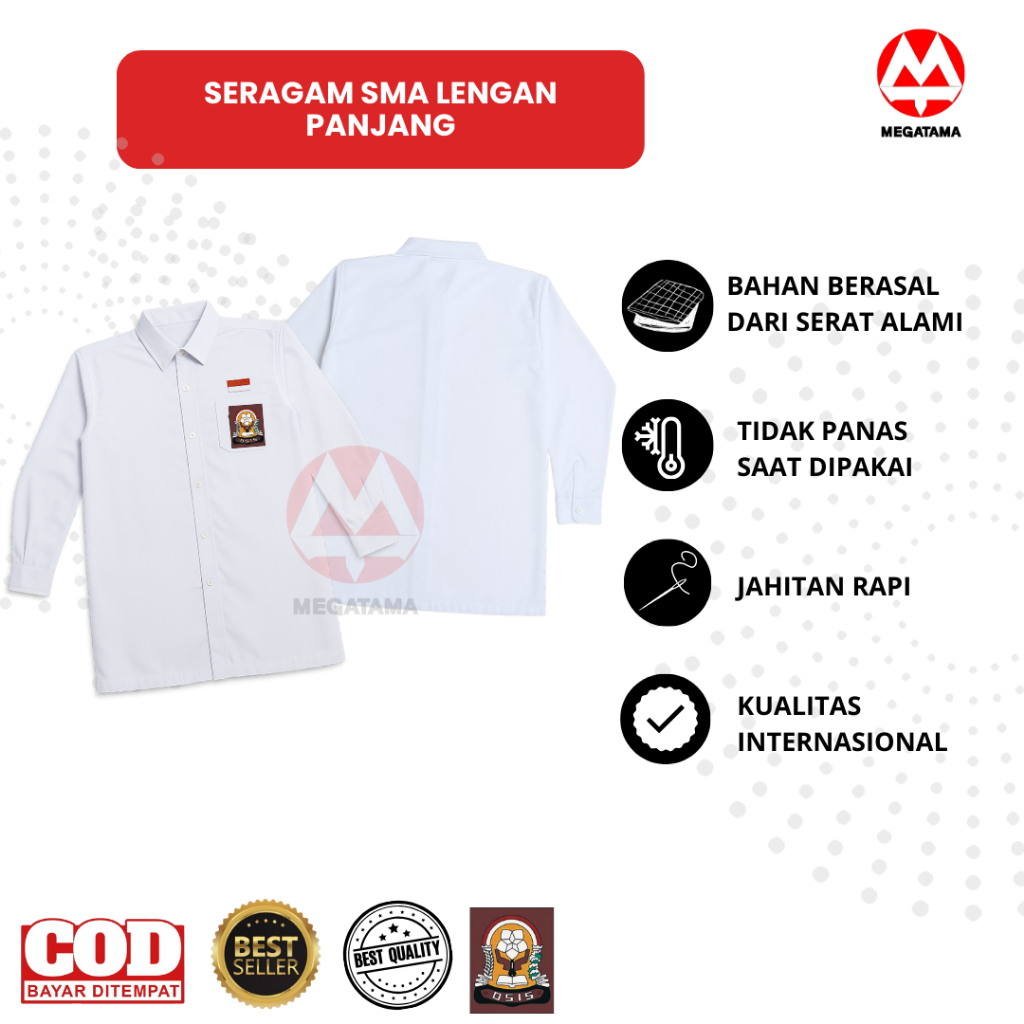 BAJU SERAGAM SMA LENGAN PANJANG MURAH | SERAGAM SMA MURAH BAJU SERAGAM SMA