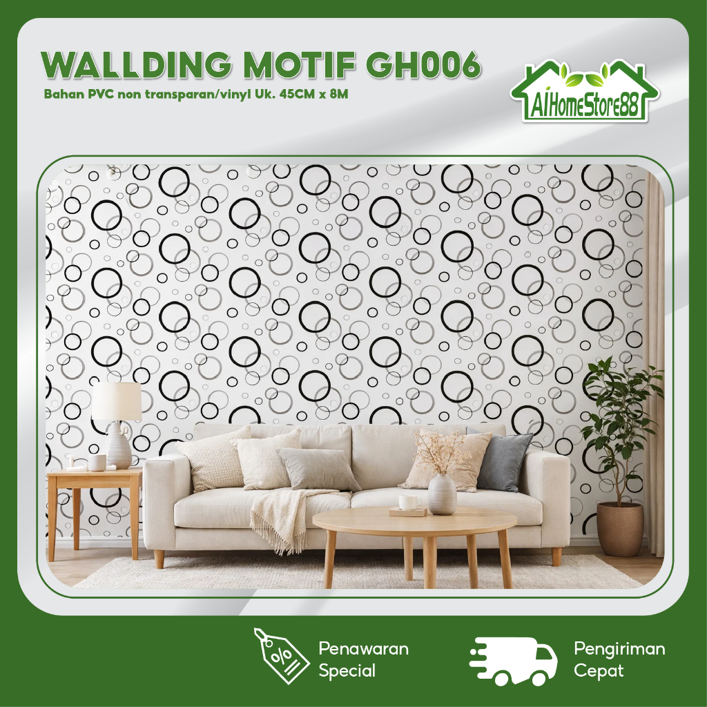 Wallpaper Stiker Dinding Motif Hitam Polkadot Keren Premium Higth Quality