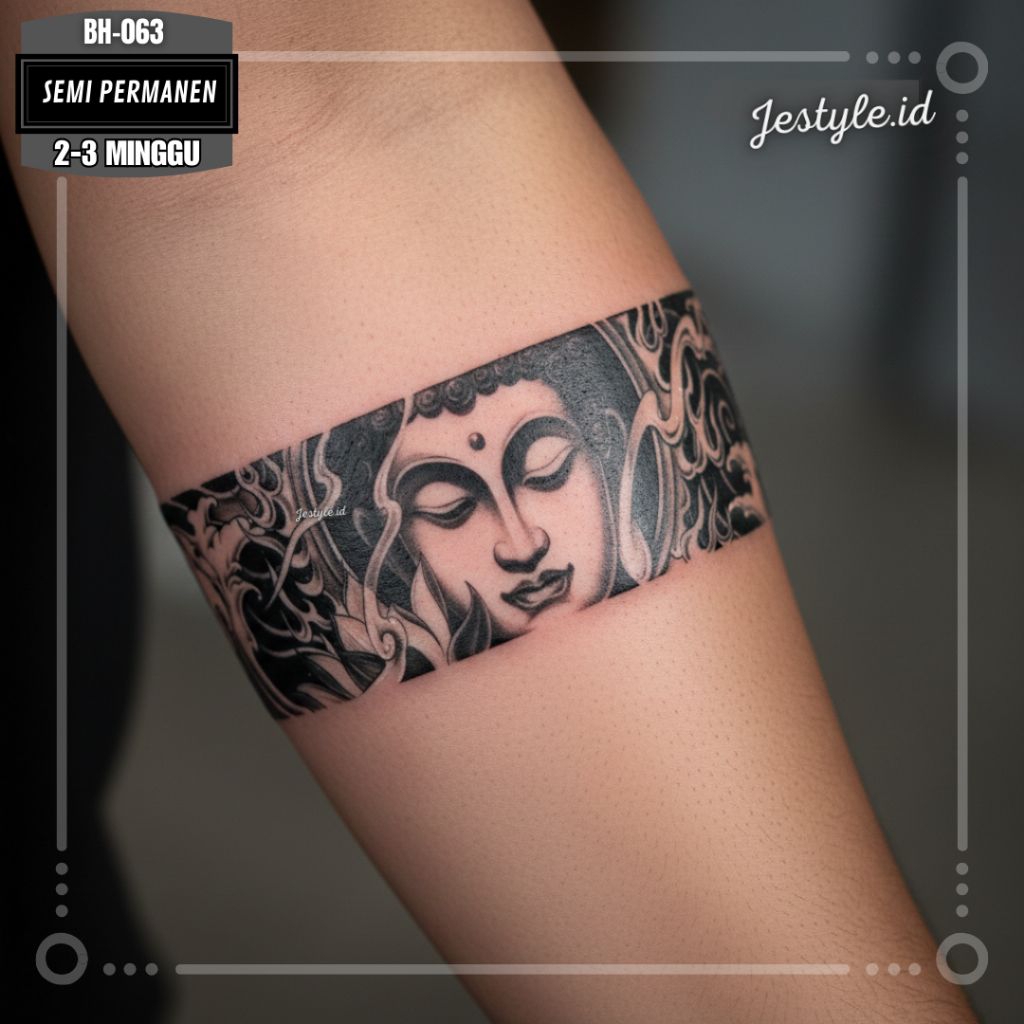 [BH-063] Semi Permanent Tatto fruit ink Tahan lama 2-3 Minggu lingkar lengan armband motif Buddha