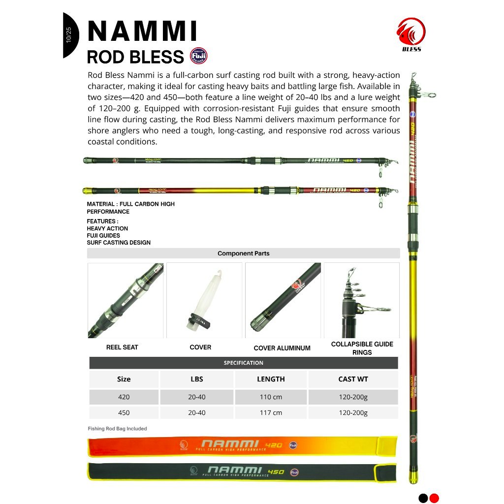 Terbaru Joran Pancing Surf Pasiran Target GT Bless Nammi 420 450 Bahan Carbon Ring Fuji