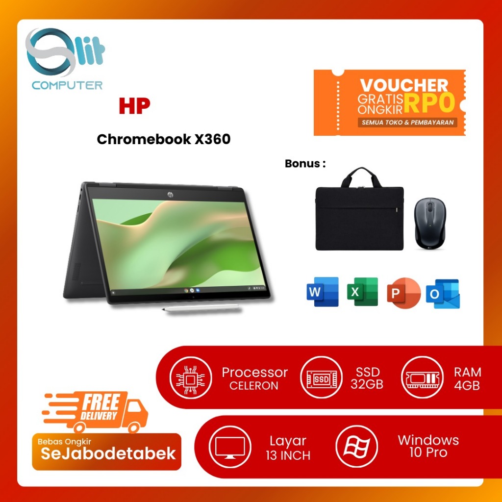 HP Chromebook X360 11 G3 | Touchscreen Flip 360° | RAM 4GB | Chrome OS | Bonus Mouse