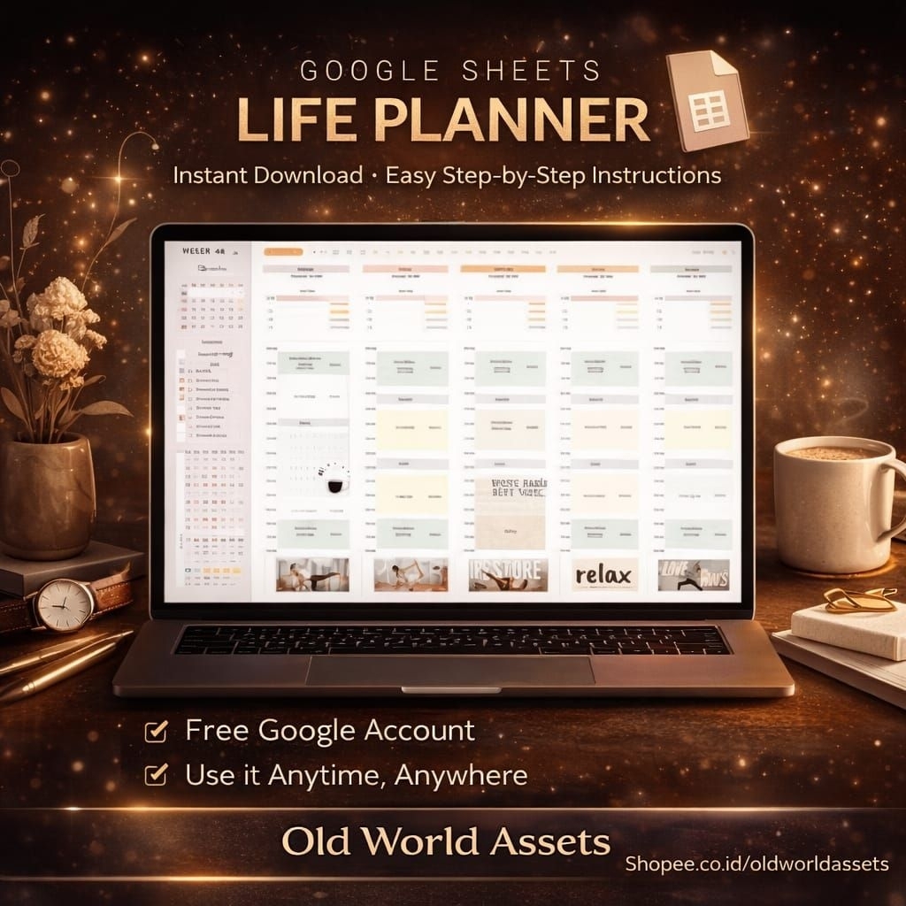 Template Google Sheets Planner Digital Jadwal Harian Kalender Tahunan & Task Tracker