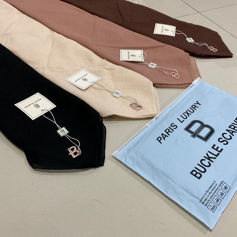 Jilbab BUCKLE SCARVES  Hijab Segiempat PARIS LUXURY  Kerudung Paris Pouch Terbaru
