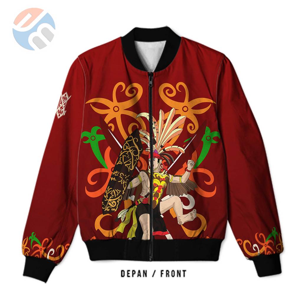 SAGALA - Jaket Bomber DAYAK KALIMANTAN ART 01 Pria & Wanita Dewasa | Printing Sublime