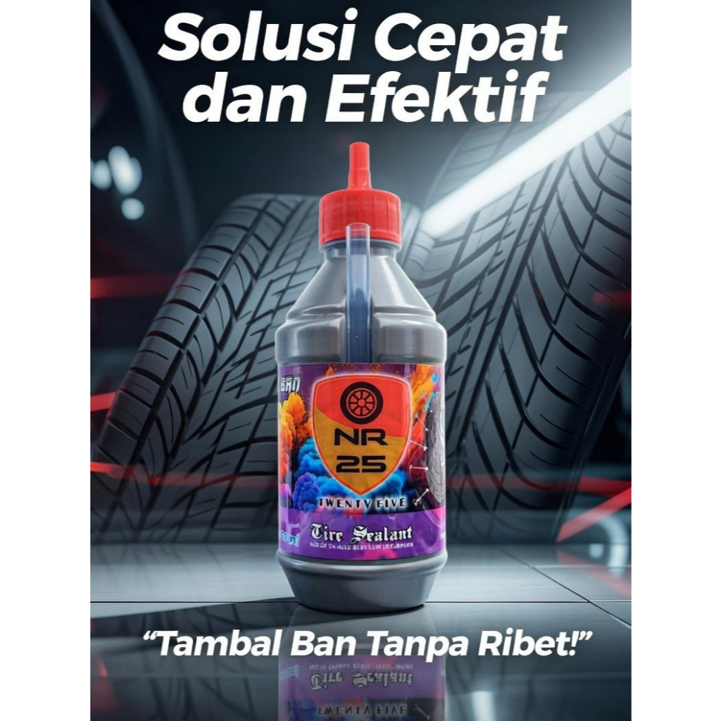 NR 25 Cairan Ban Tubles Anti Ranjau Paku 350ml Menambal Kebocoran Ring Velg 14-16