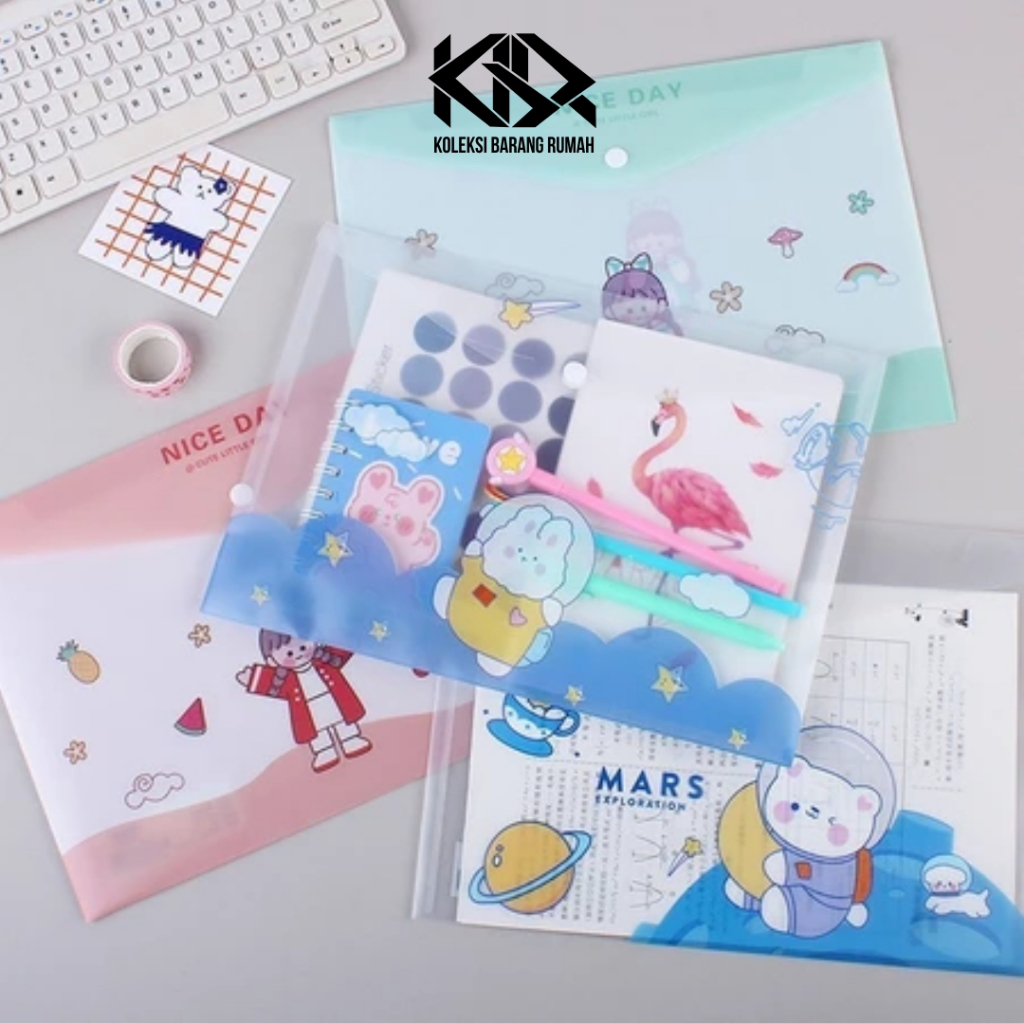 KBR Map A4 Plastik Kancing Karakter Motif Lucu  S108