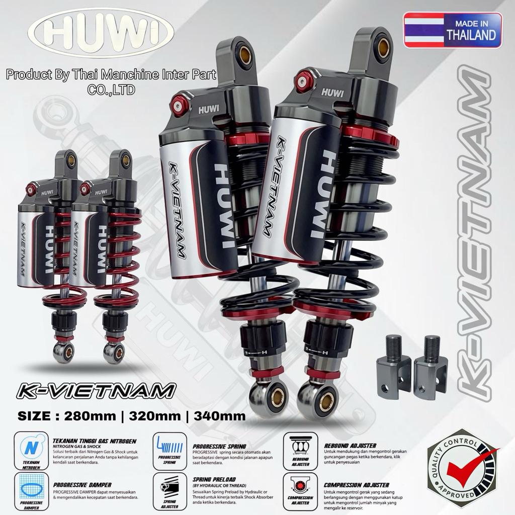 Shockbreaker Huwi Model KYB Shock Double Tabung Atas Click Rebound Fungsi Full Cnc Billet Uk 280 320